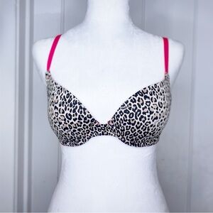 PINK Leopard Push Up Bra